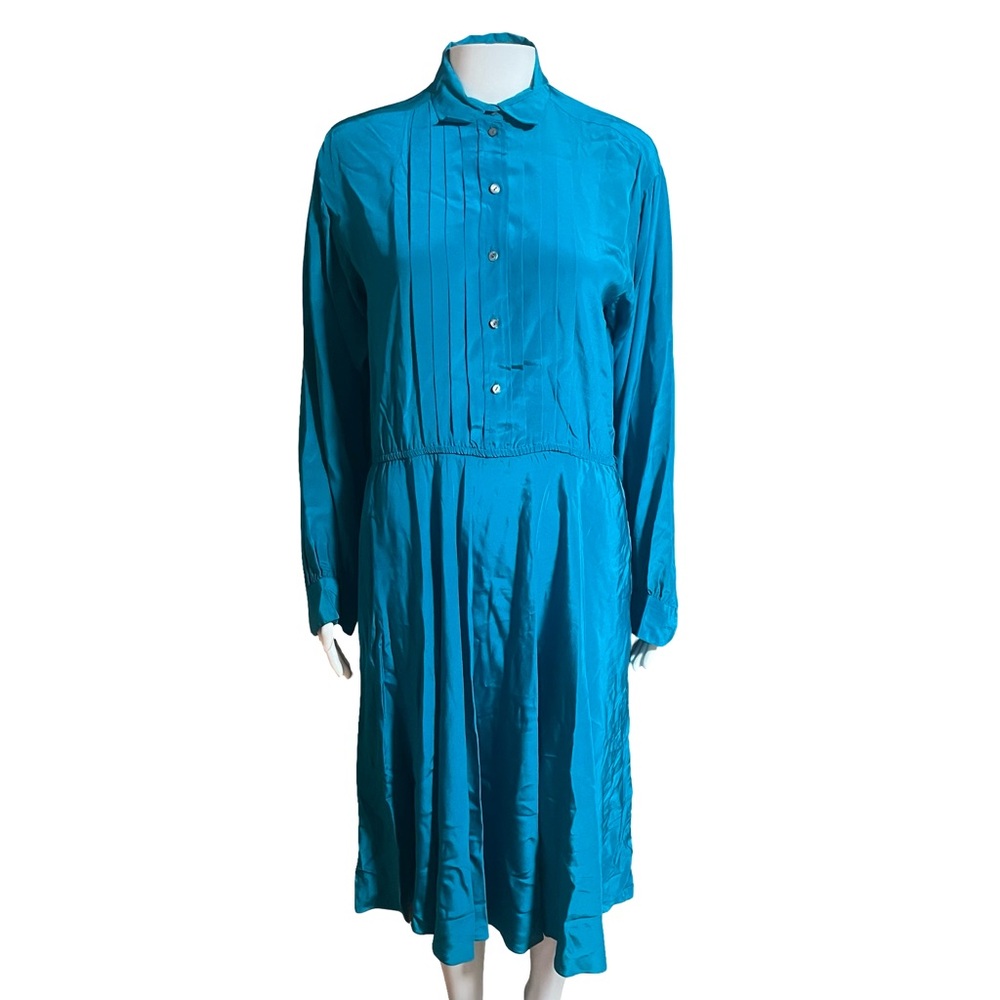 VTG Silk Chic Teal Long Sleeve Dress